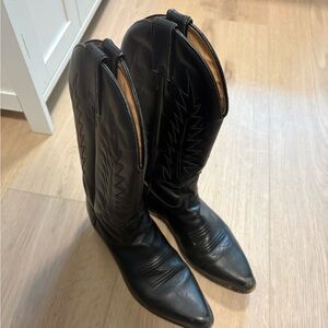 Black Leather Cowboy Boots